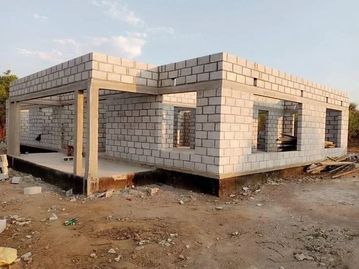 Block walls and column frame