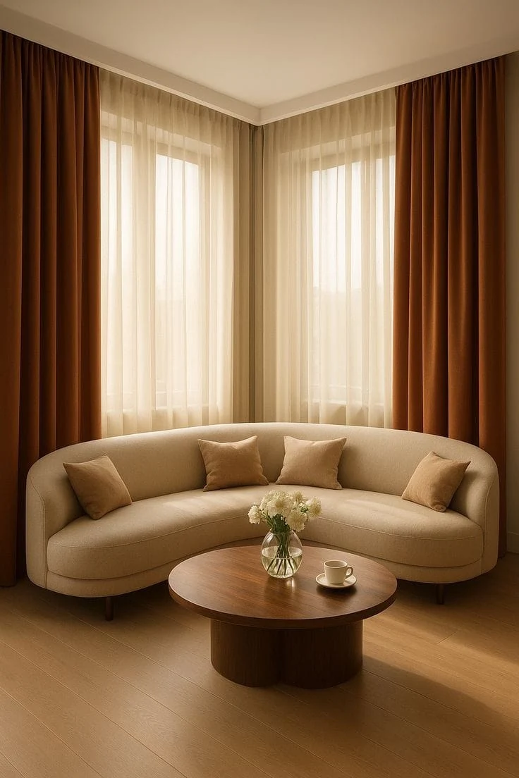 Curtain and seating decor concept
