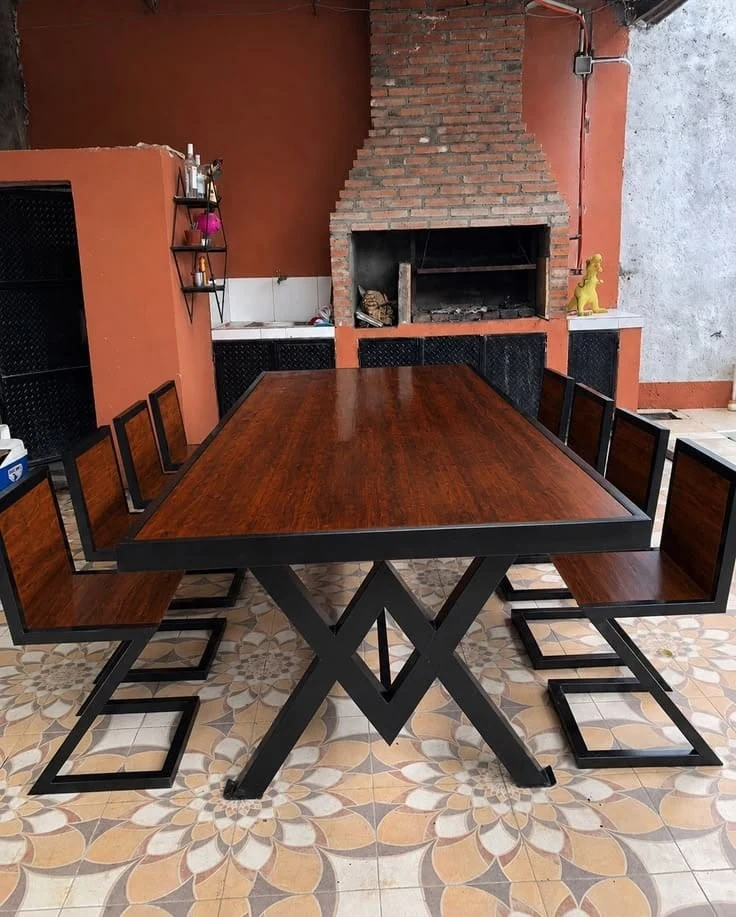 Metal-frame dining set